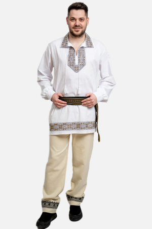 Costum traditional barbat camasa lunga si pantaloni din postav
